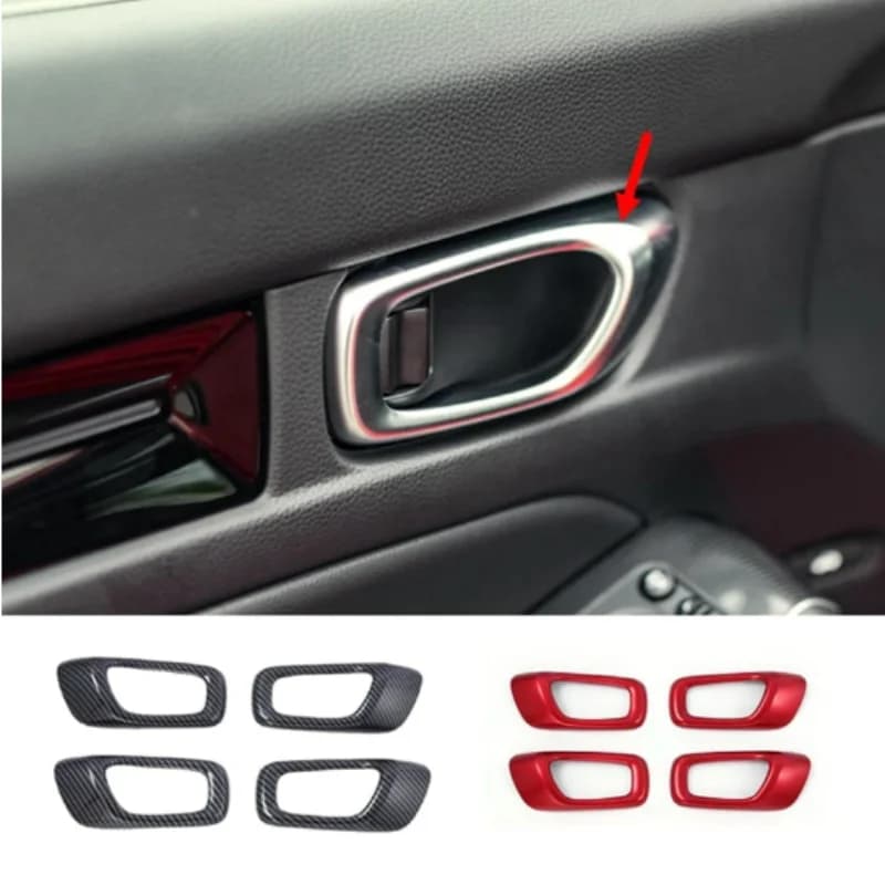 For Honda Civic 11th Gen 2022 2023 2024 ​ABS Plastic Handrail Interior Door Handle Bowl Covers Trim Accessories Armrest 4Pcs