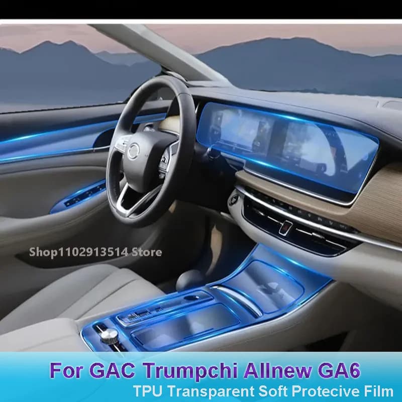 Transparent Anti-scratch Cover For GAC Trumpchi Allnew GA6 2023 Car TPU Stickers Interior Gear Dashboard Protective Film