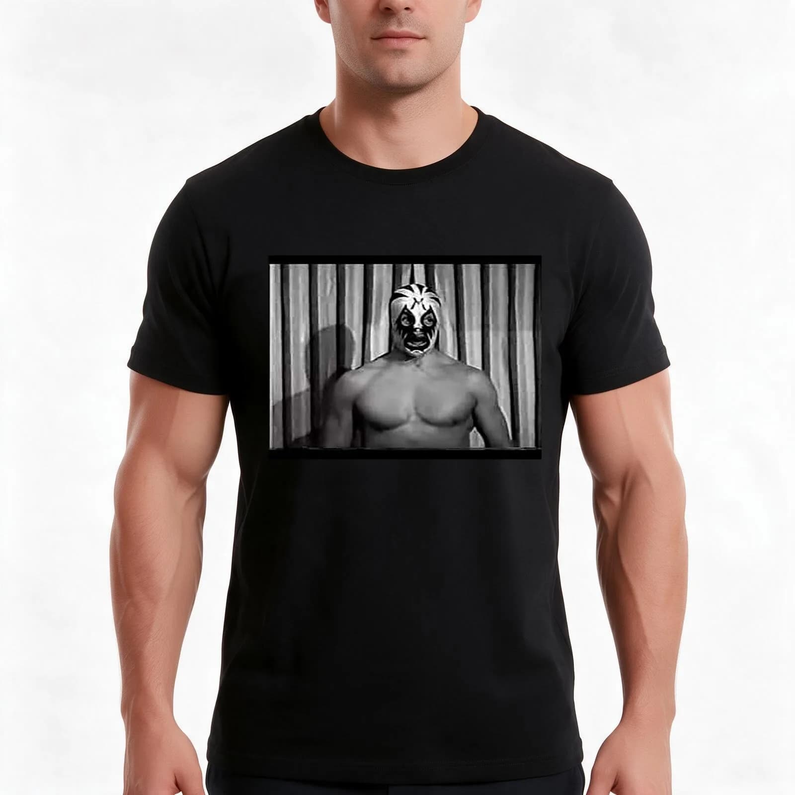 MIL MASCARAS ! Vintage retro wrestling photo 1970's T-Shirt, Summer Casual Cotton Tee, Oversized Streetwear Tops, 100% Cotton