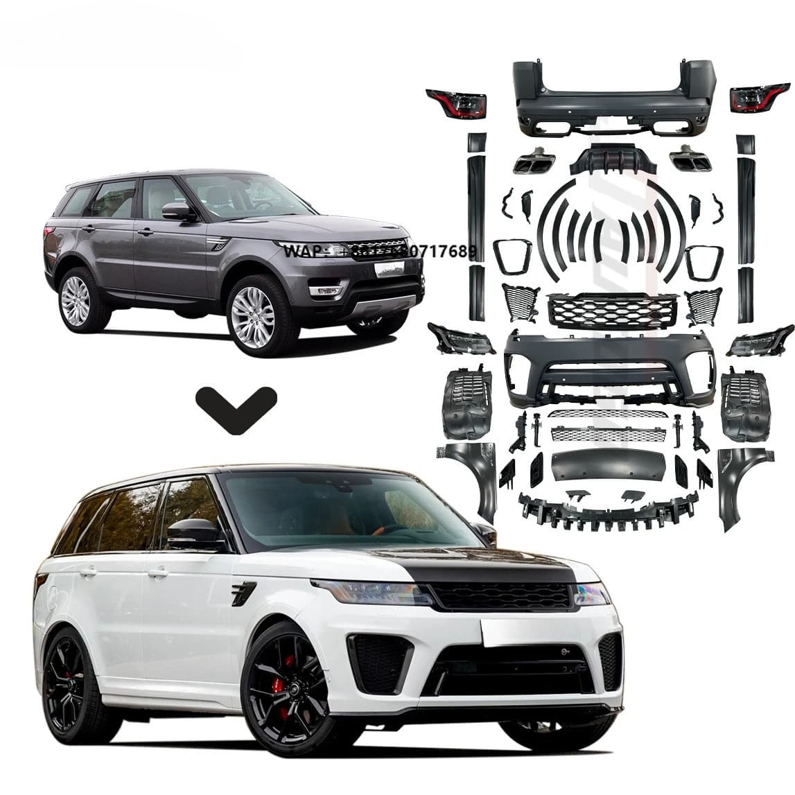 Auto Facelift Refit Body Kit for  Range Rover Sport 2014-2017 Upgrade to Racing 2020 SVR Style Bumper Accessory