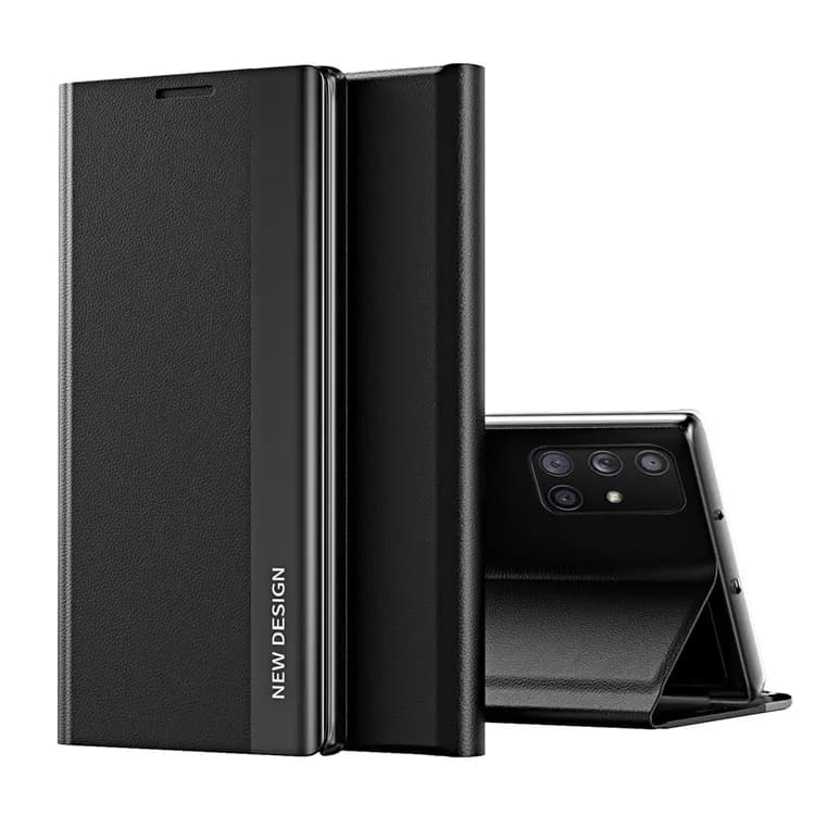 All-round Protection Stand Design Leather Phone Case Cover for Samsung Galaxy A71 5G SM-A716 - Black