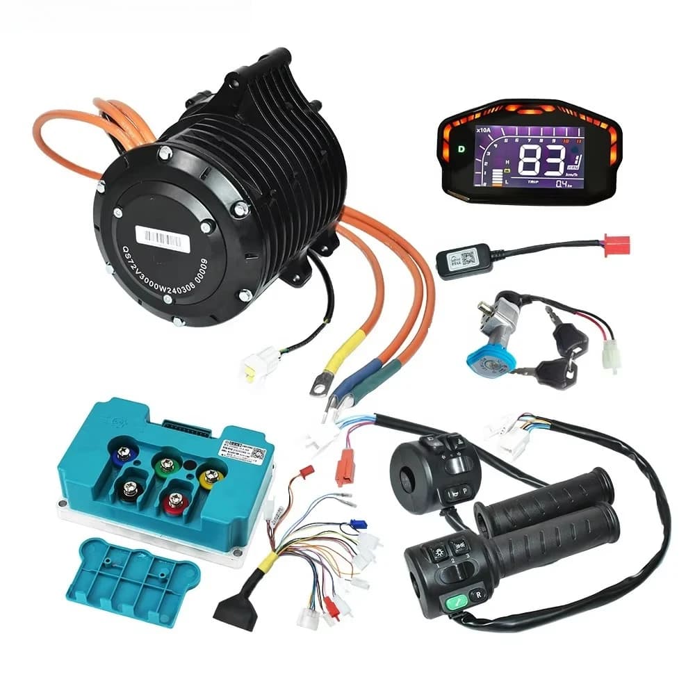 Powerful qs138 70h v3 bike long speed meter 72680 controller gear 3000 watts mountain bike central motor kit