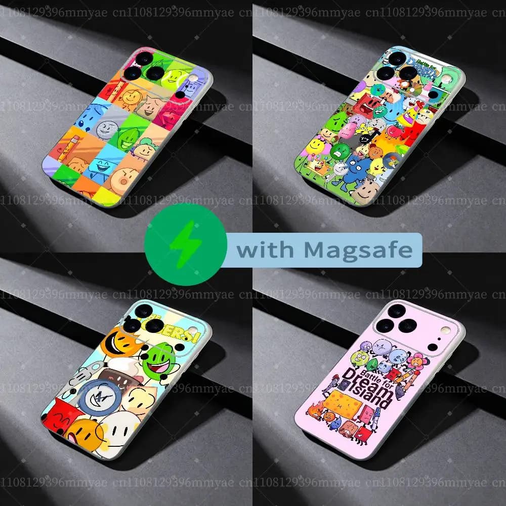 BFDI B-Battle For Dream Island For Magsafe Magnetic Wireless Charge Case For iPhone 11,12,13,14,15,16,17,18 Air Pro Max Plus