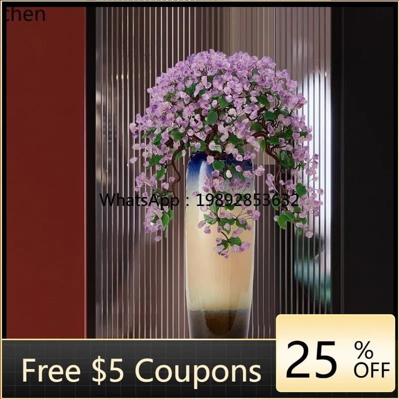 U9 Floor-standing Amethyst Vase Money Tree Ornament High-end Elegant Clubhouse Hotel Villa Living Room Entrance Decoration