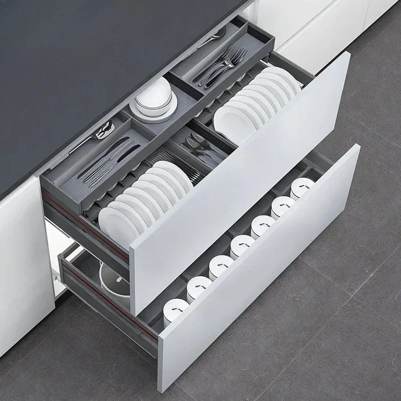 Kitchen basket cabinet dish basket, aluminum alloy double drawer type