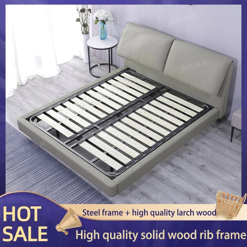 All Solid Wood Tatami No Bedside Bed Steel-wood Silent Row Frame Bed Frame Small Apartment Side-by-side Bed Customizable Size