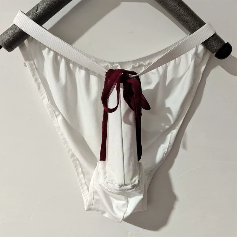 Men's Sexy Sheath Briefs Men's Middle Waist Soft Breathable Comfortable Convex Pouch Underwear Strappy Panties BF Party Gift