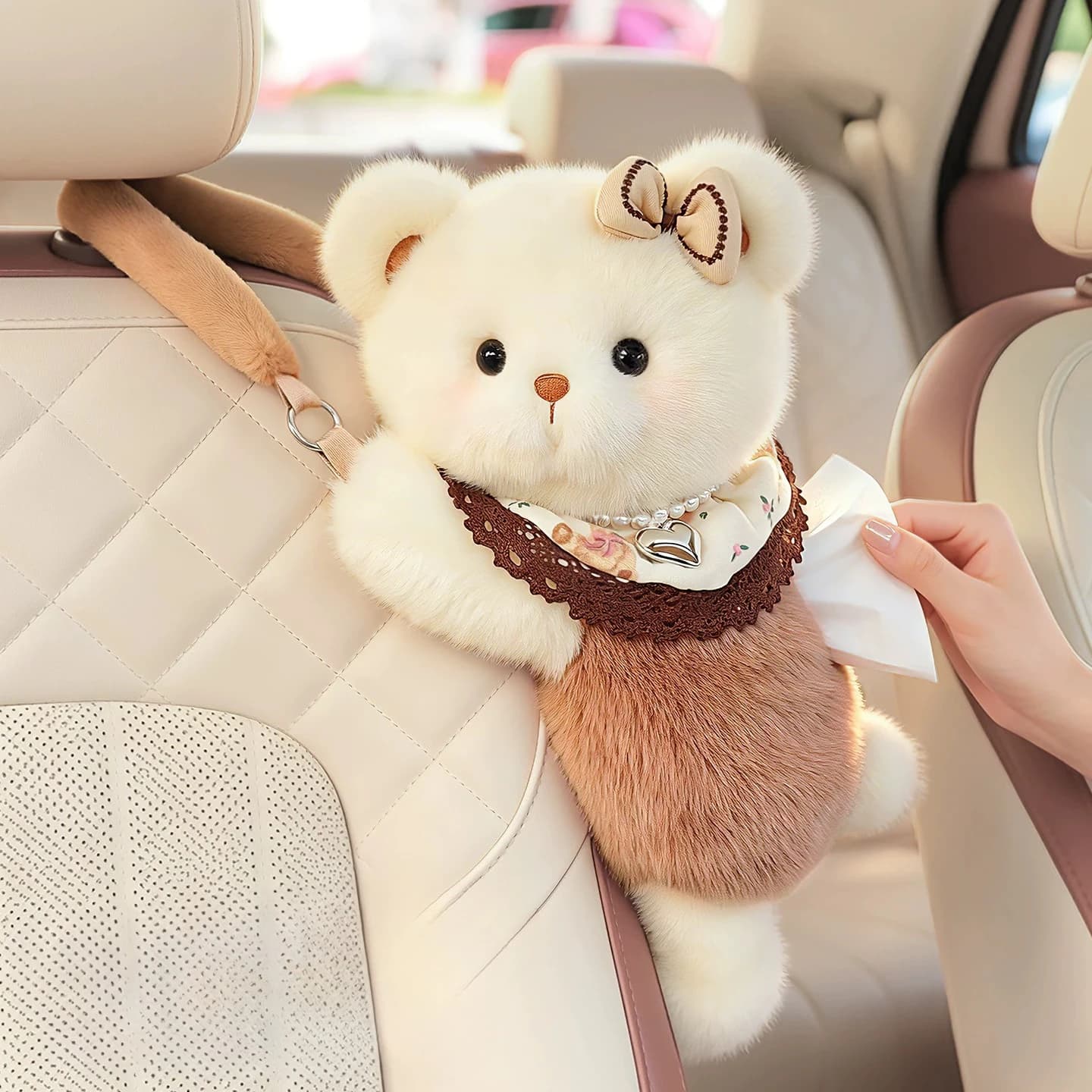 Creative Car Tissue Box Holder 2026 New Style Auto Tissue Dispenser Cute Decor Advanced Interior