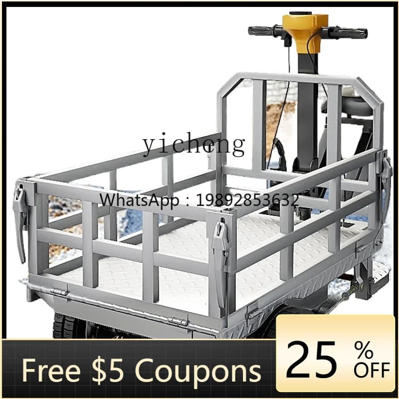 Electric Flat Truck Truck Warehouse Hand Push Transport Construction Site Three-Wheel Brick Pulling Engineering Vehicle