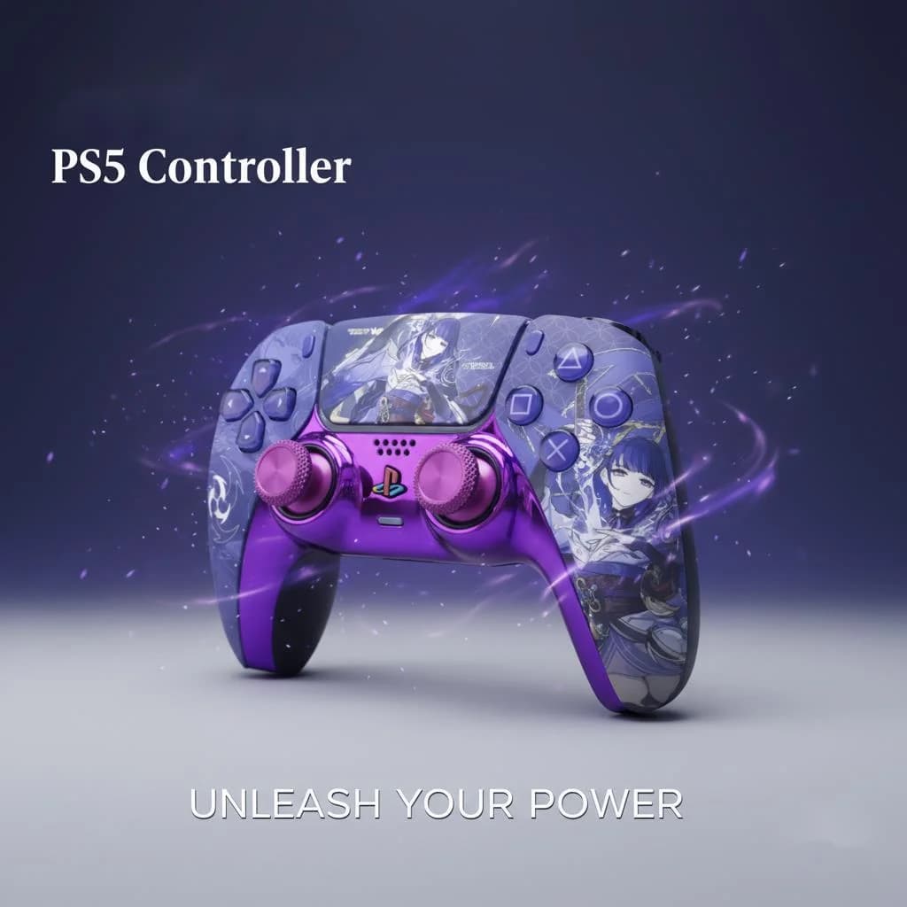 New Genshin Impact PS5 Controller Raiden Shogun Replacement Shell DualSense Beelzebul Replacement Case DIY Accessories Cadeau vo