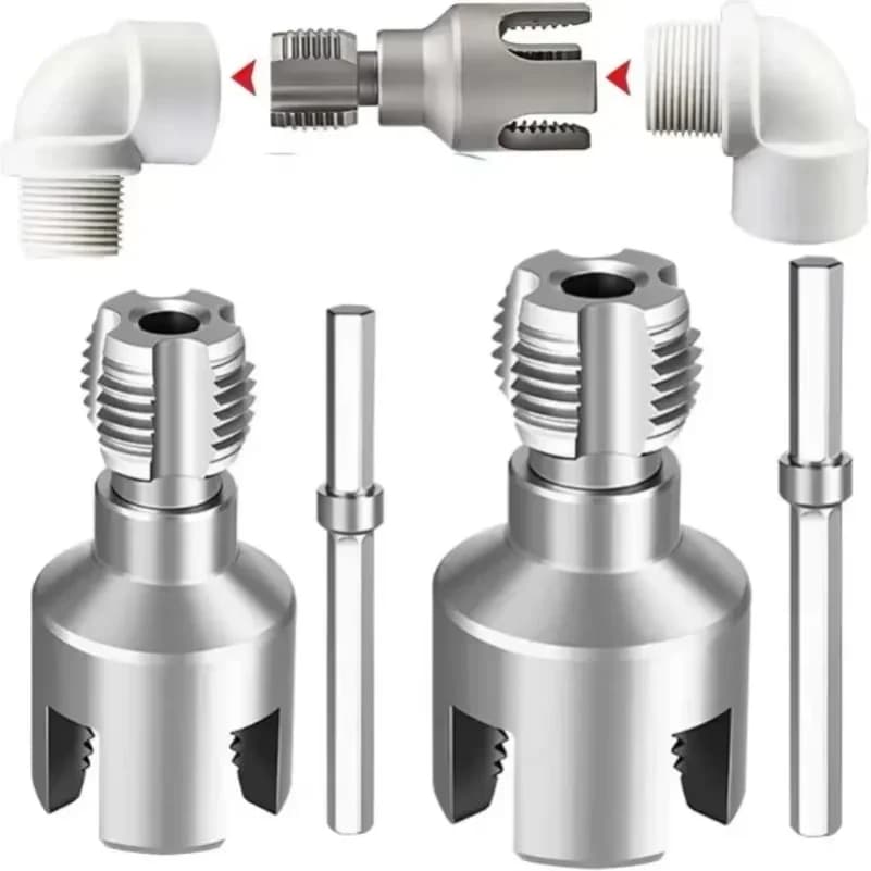 Pipe Thread Cutting Tool Integrated Internal & External Pipe Threading Tool Electric Drill Compatible PVC Pipe Threader Kit