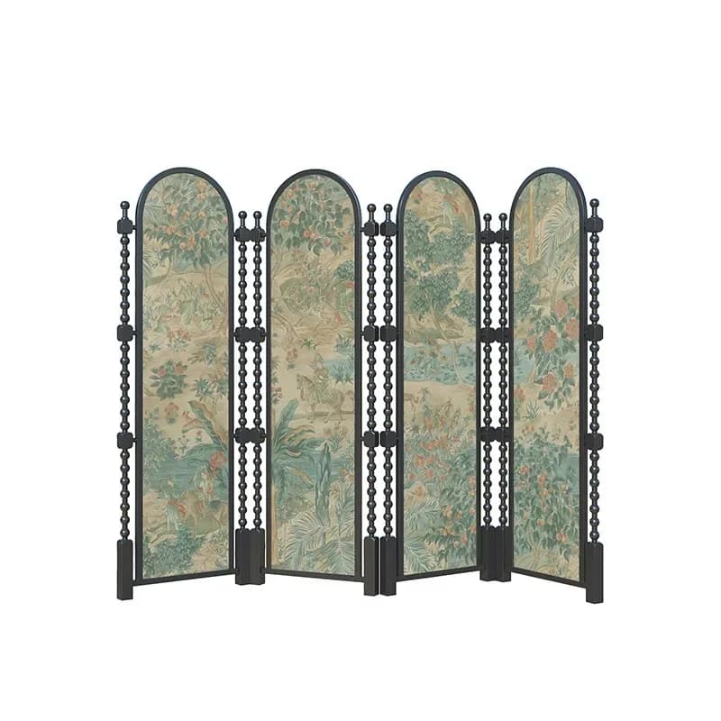 Retro French Light Luxury Folding Screen Partition, Living Room Blocking High-end, Hotel Restaurant Entrance, Solid Wood Mobile