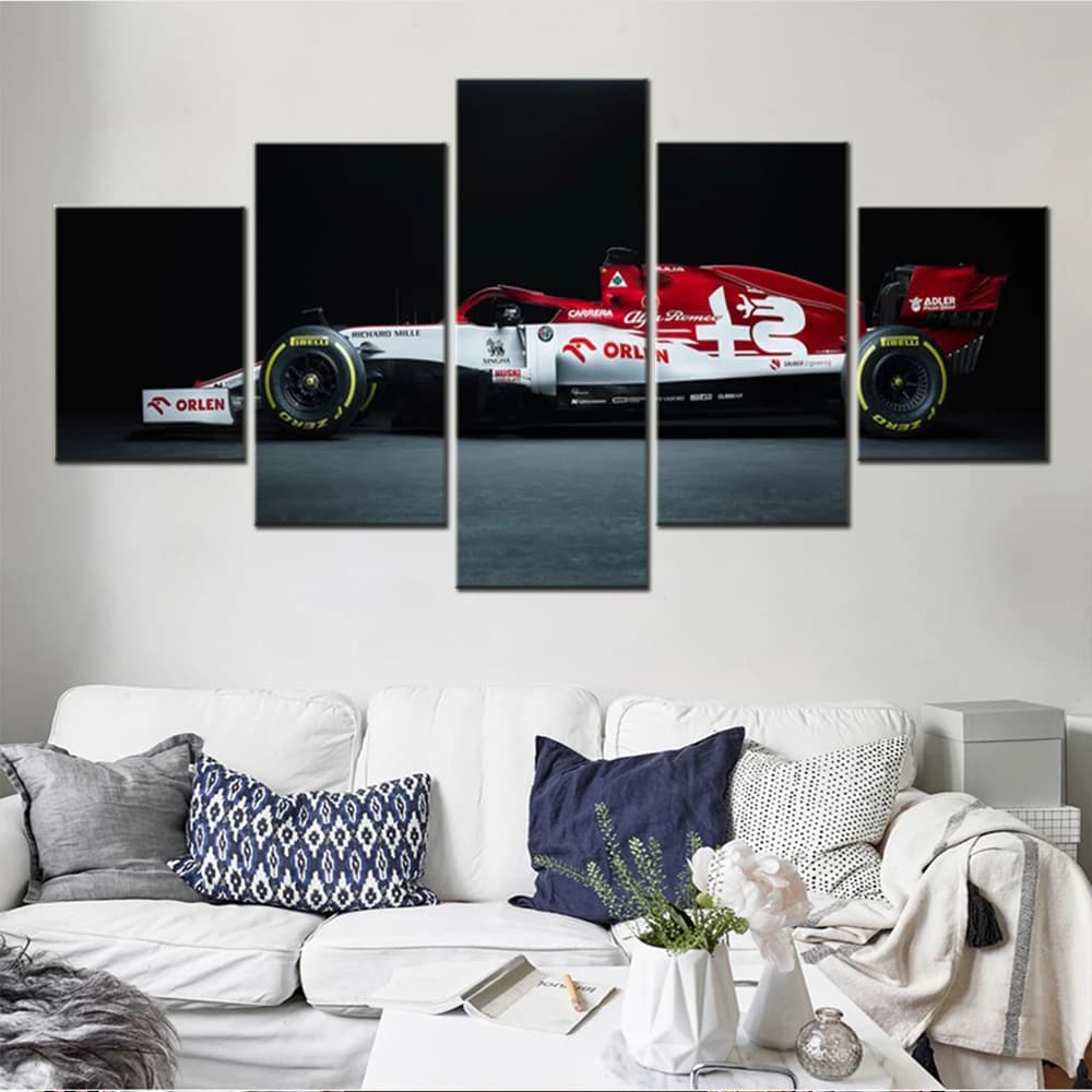 5 Pieces Wall Art Canvas Poster Race Cars Alfa Romeo C39 Formula 1 Vehicle Wallpaper Painting Living Room Picture Print Artwork