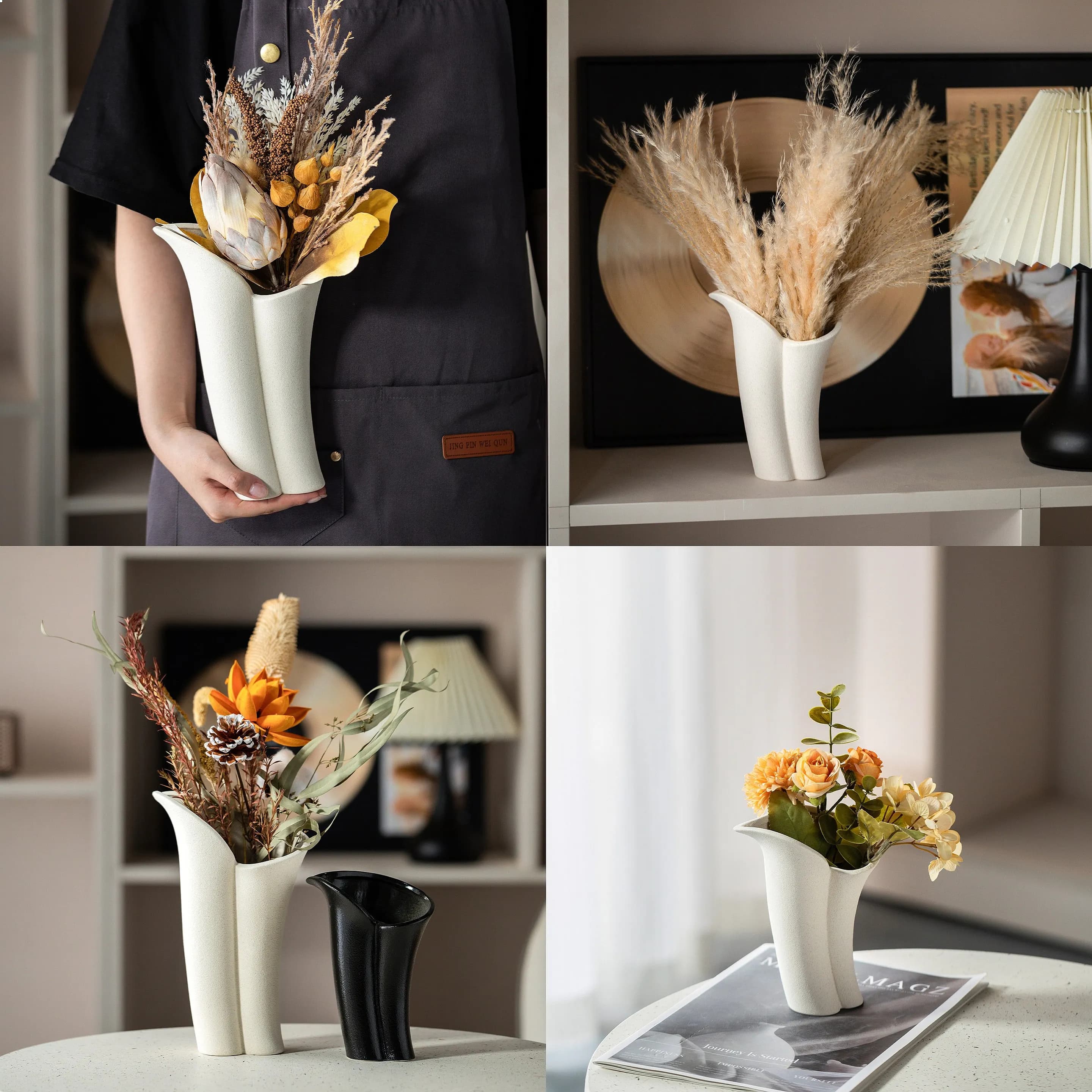 Nordic Ceramic Vase Faux Flower Arrangement for Living Room Dining Table TV Cabinet Light Luxury