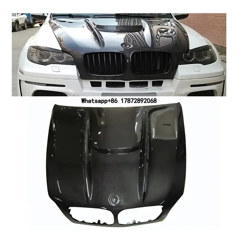 X6 E71 2008-2014 Style Dry Carbon Fiber Front Engine Hood Upgrade Car Engine Body Cover Accessories Bonnet for