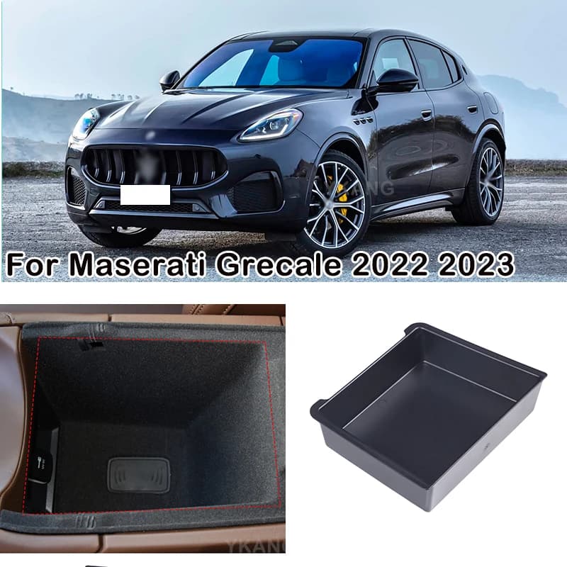For Maserati Grecale 2022 2023 Black ABS Car Centre Console Armrest Box Storage Container Box Tray Auto Decorative Accessories