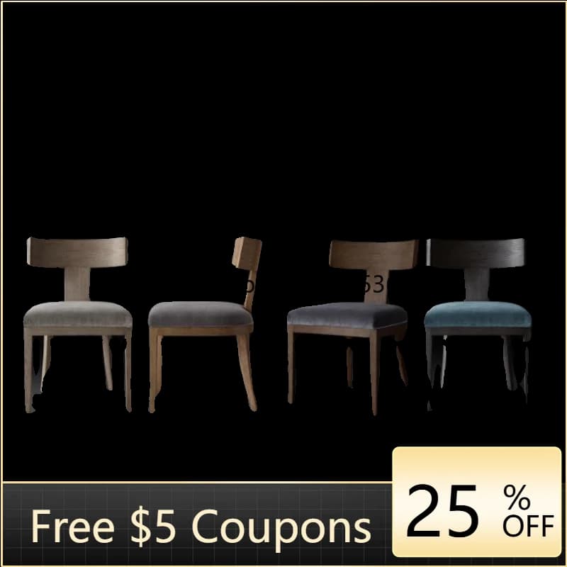 Solid Wood Fabric Make-up Chair Solid Wood Soft Bag Dining Chair Simple Retro Desk Chair