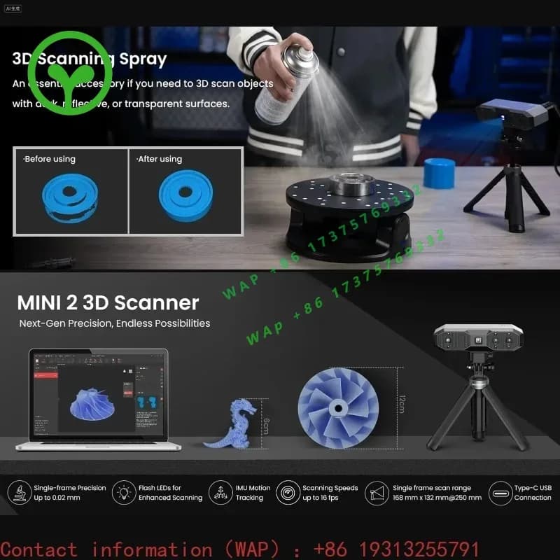 【2026】Revopoint Mini 2 3D Scanner Handheld 3D Model Scanning 16 Fps Scan Speed Industrial Blue Light Support 0.02mm Prec