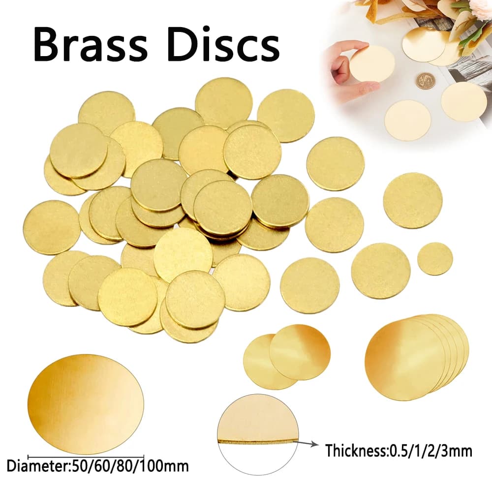 1pcs Round Brass Disc Dia 50/60/80/100mm Thickness 0.5/1/2/3mm Brass Gasket Round Plate Board Metal DIY