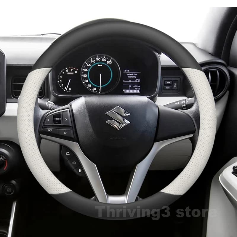 Leather Car Steering Wheel Cover For Suzuki Baleno 2015-2024 ignis Hybrid AllGrip 2016-2020 Non-slip Auto interior Accessories