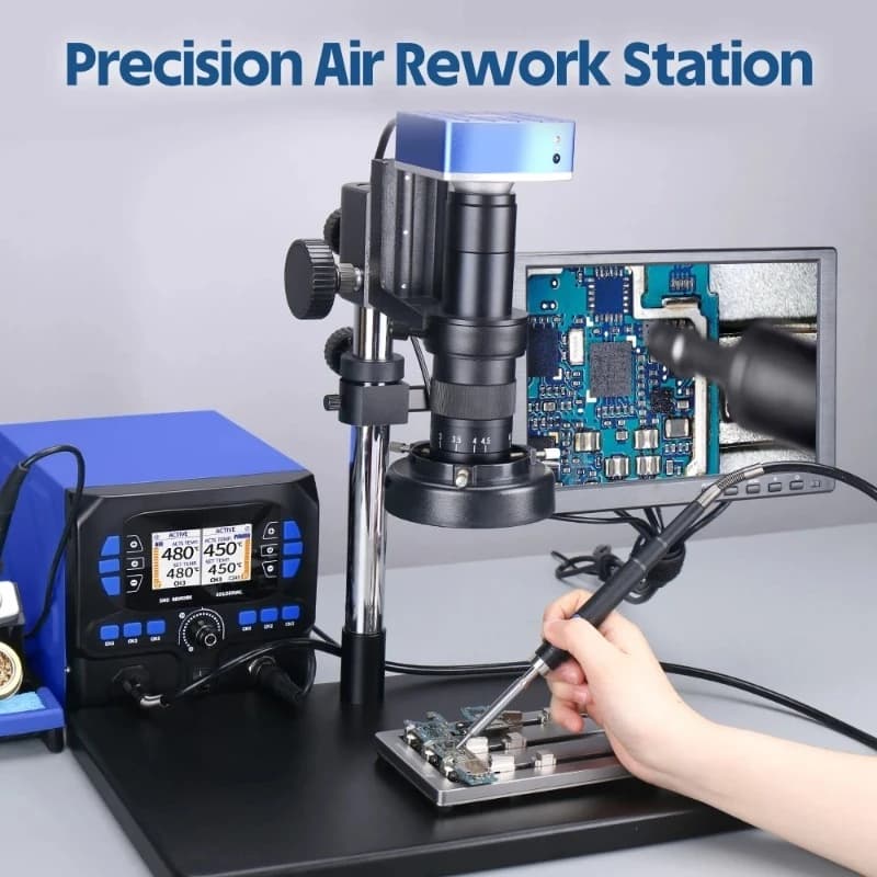 992D-II Precision Soldering Iron Rework Station with LCD Display 2-in-1 Hot Air Pencil for Electronic Component Repair