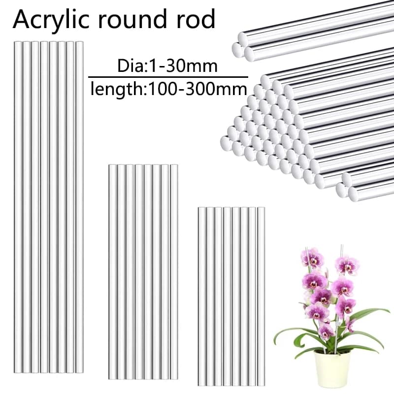 1-10 Pcs Diameter 2-30mm Acrylic Pin Rod Acrylic Round Rod DIY Crafts Plant Pile Curtain Pull Fixing Rod Length 100-300mm