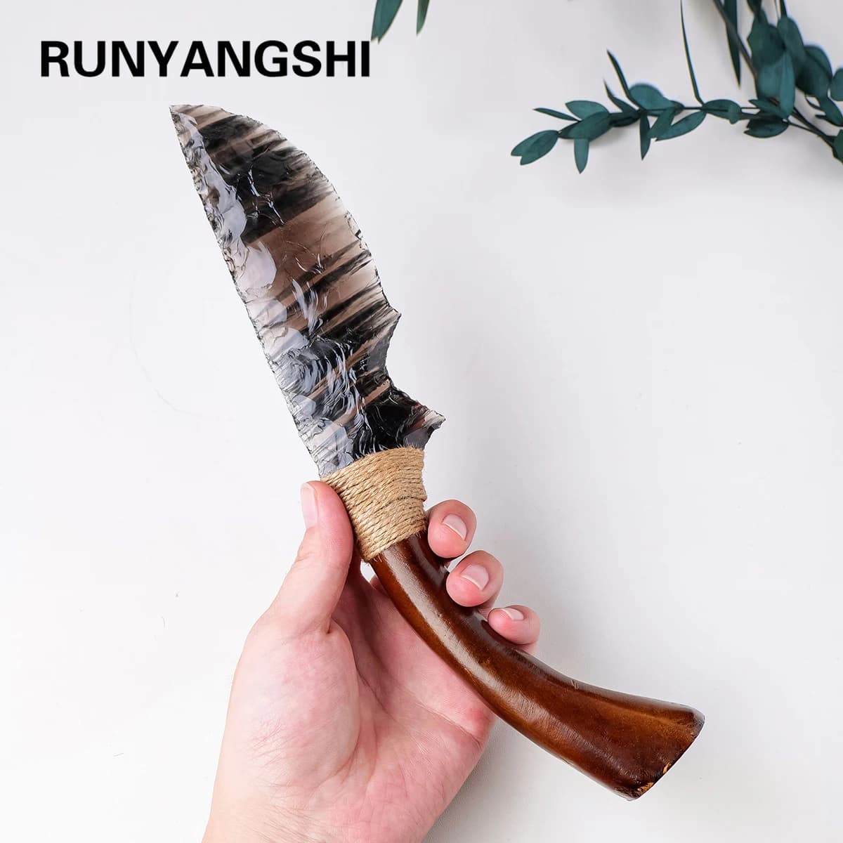 1PC Natural Crystal Obsidian Original Stone Model Knife Polishing Unbladed Knife Model Crystal Crafts