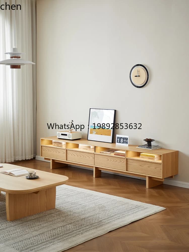 QZT solid wood TV cabinet coffee table combination living room floor TV cabinet