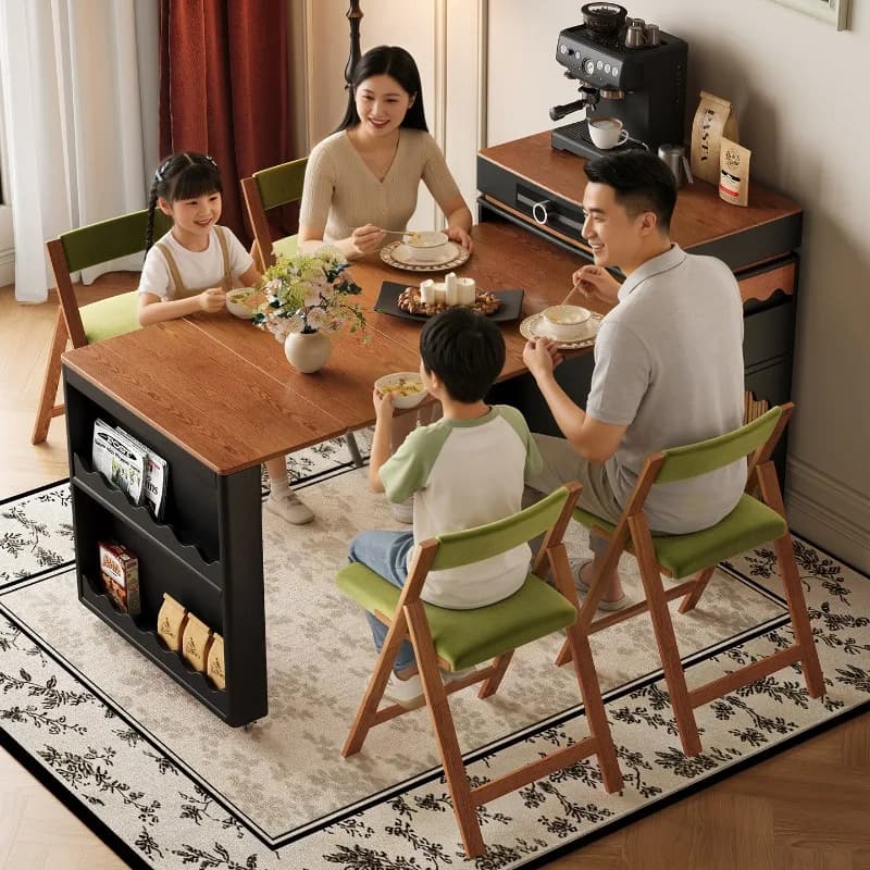 Retro dining side cabinet island dining table and chairs are integrated, household retractable folding small apartment bar guide