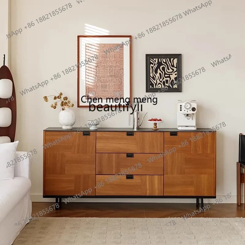 X  Solid wood dining side cabinet, retro living room integrated storage against the wall, entrance, decoration, storage cabinet
