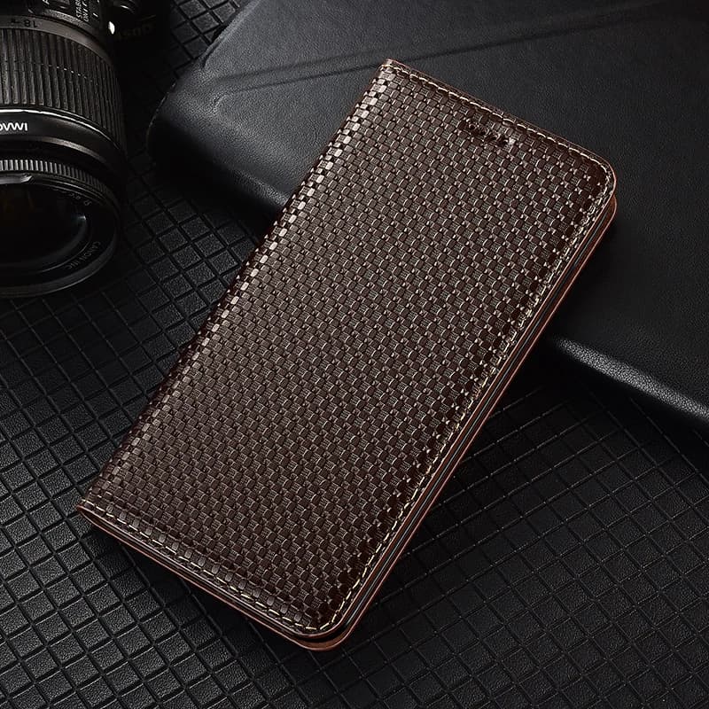 For OPPO Reno 8 8Z 8T 9 10 11 11F 12 12F 13 14 Pro Plus 4G 5G Grass Mat Pattern Of Genuine Leather Flip Phone Case Cowhide