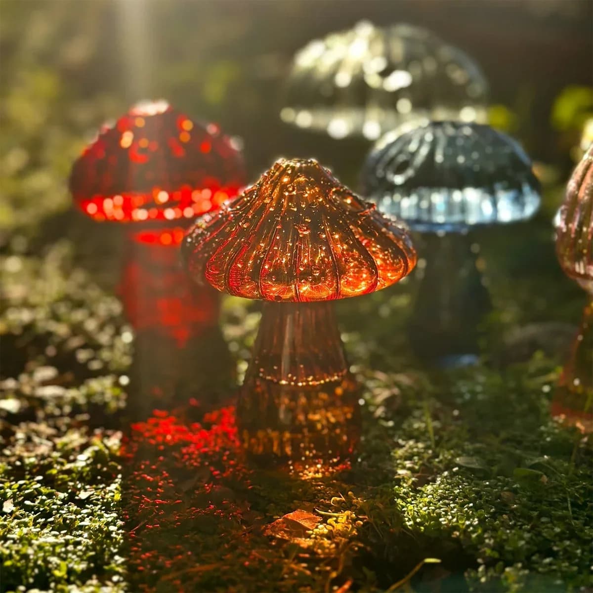 Colourful Mushroom Vase Plant Glass Plant Bud Vase Decoration Garden Glass Aromatherapy Vase Living Room Desktop Combination