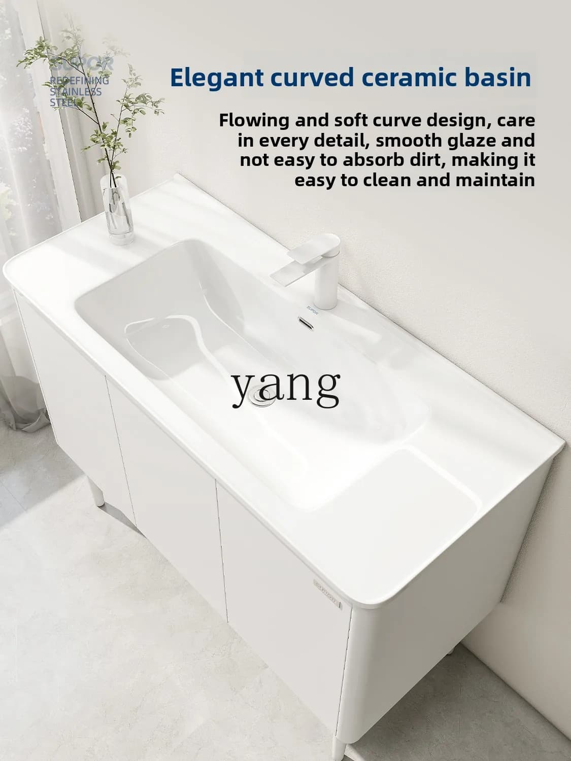 LH floor-to-ceiling stainless steel bathroom cabinet ceramic integrated basin wash basin wash table wash