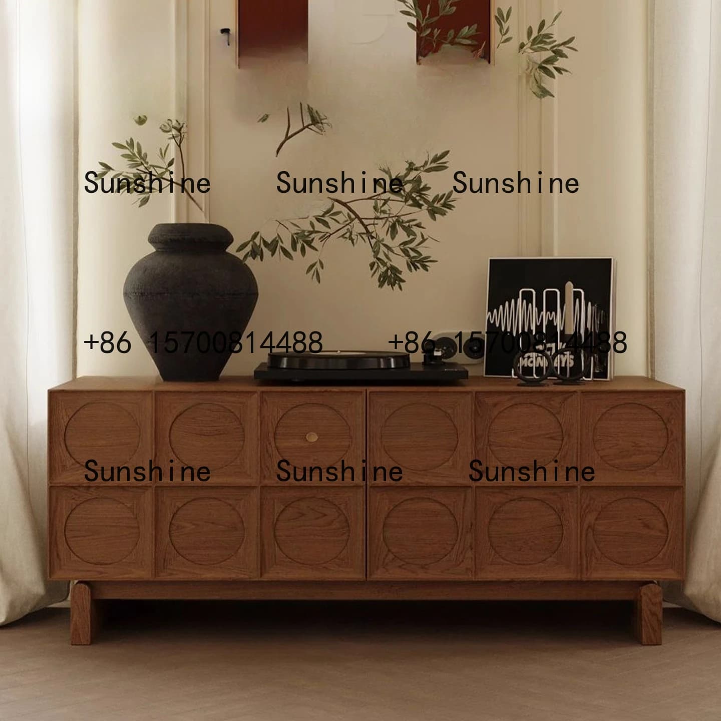 TT American retro style solid wood porch cabinet, floor-to-ceiling decorative cabinet