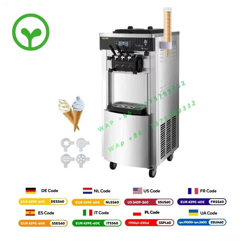 【Premium】 Commercial Soft Serve Ice Cream hine 3 Flavors, 2200W Compressor, Dual Hoppers & Smart Panel for Cafes/Restaurants/B