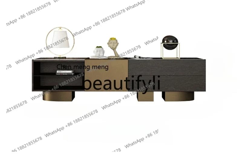 G Italian light luxury rock panel TV cabinet high-end sense large apartment villa living room home designer high-end floor cabin