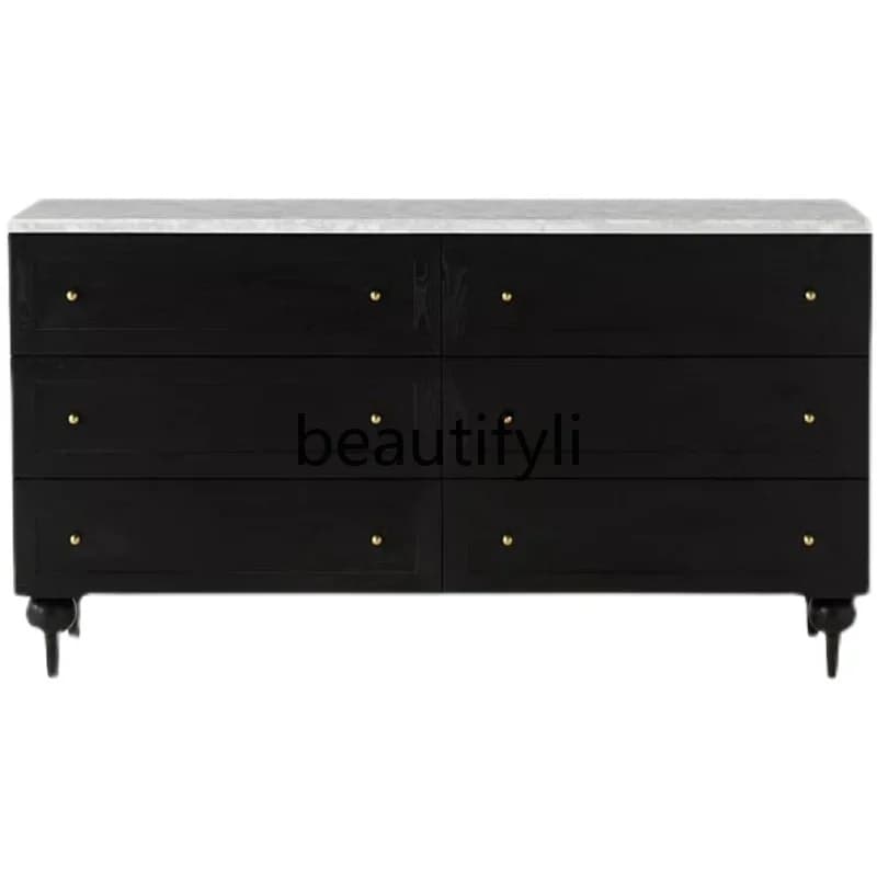 E182 American country retro style solid wood, bedroom drawer locker French art simple storage cabinet