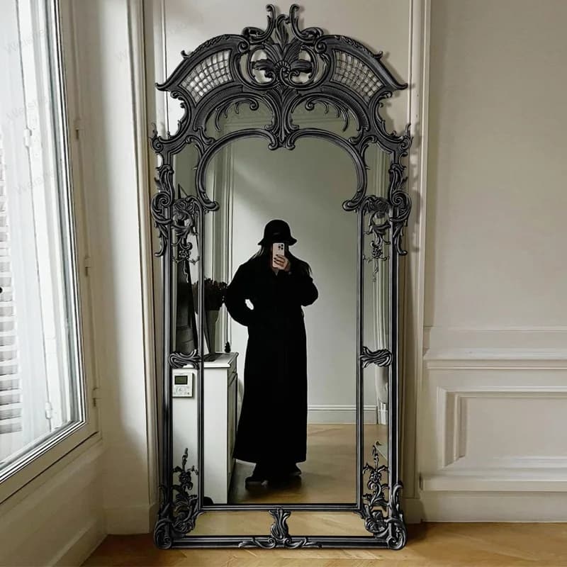 French engraved whole body retro floor-to-ceiling European luxury dressing villa fireplace wall hanging decorative mirror