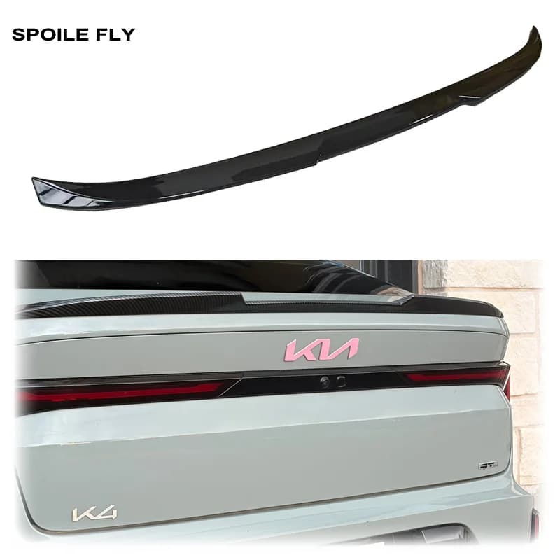 2024 2025 2026 For Kia K4 Sedan M4 Style Rear Trunk Spoiler Wing Lip By High Quality ABS Gloss Black Carbon Fiber Look Body Kit