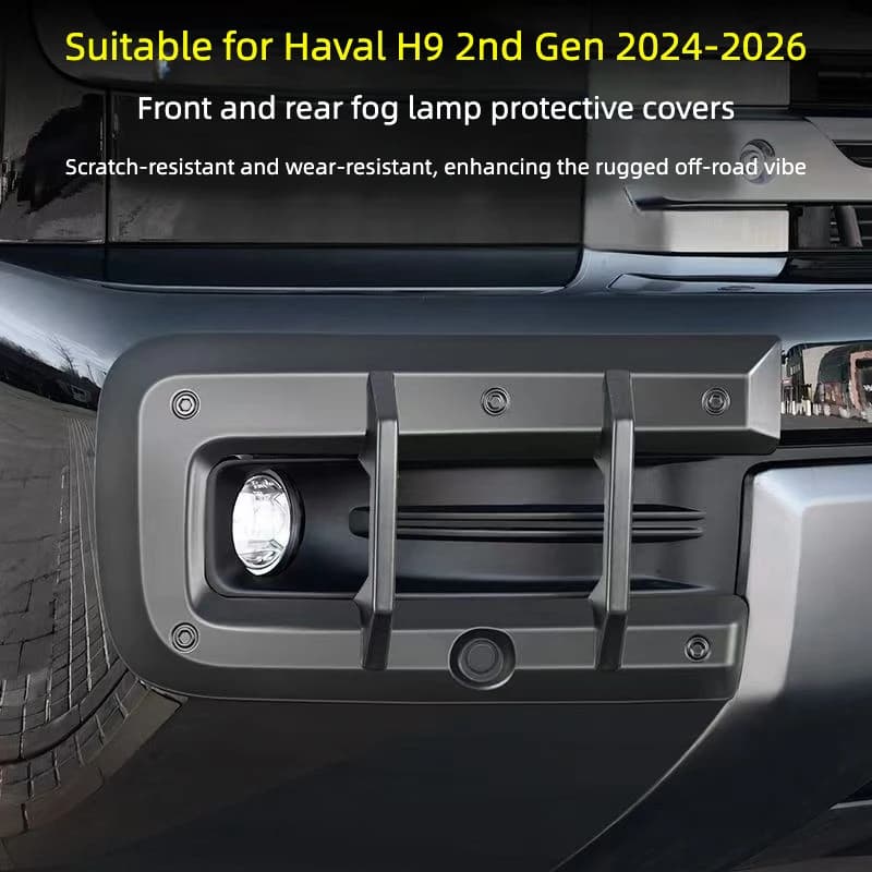 For Haval H9 2nd Gen 2024‑2026 Front & Rear Fog Light Frame Mecha‑Style Protective Guard Cover Exterior Mod Accessories