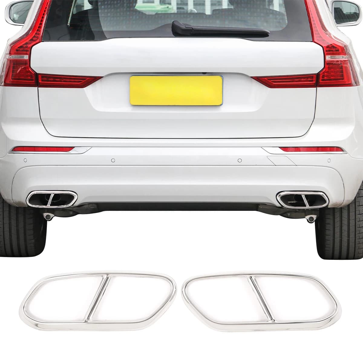 2Pcs Stainless Steel Car Tail Muffler Exhaust Pipe Output Cover Trim For Volvo XC60 S60 XC90 S90 V90 Exterior Accessories