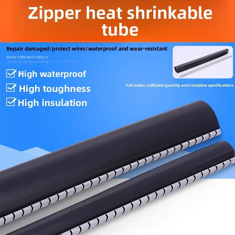 WOER Heat Shrinkable Cable Wrap Zip Type Heat Shrink Tubing Cable Connection Outer Sheath Good for Secure Cable Joints