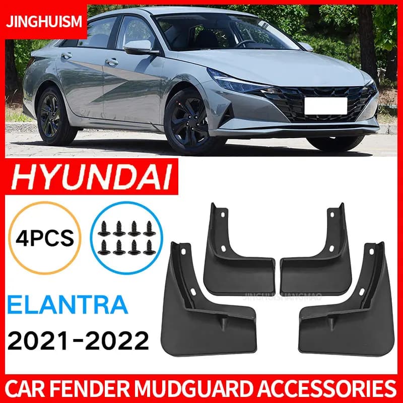 Auto Parts Car Mud Flaps Mudguards Cars Exterior Modification Black Splash Guards Tire for Hyundai Elantra 2021-2022 Protection