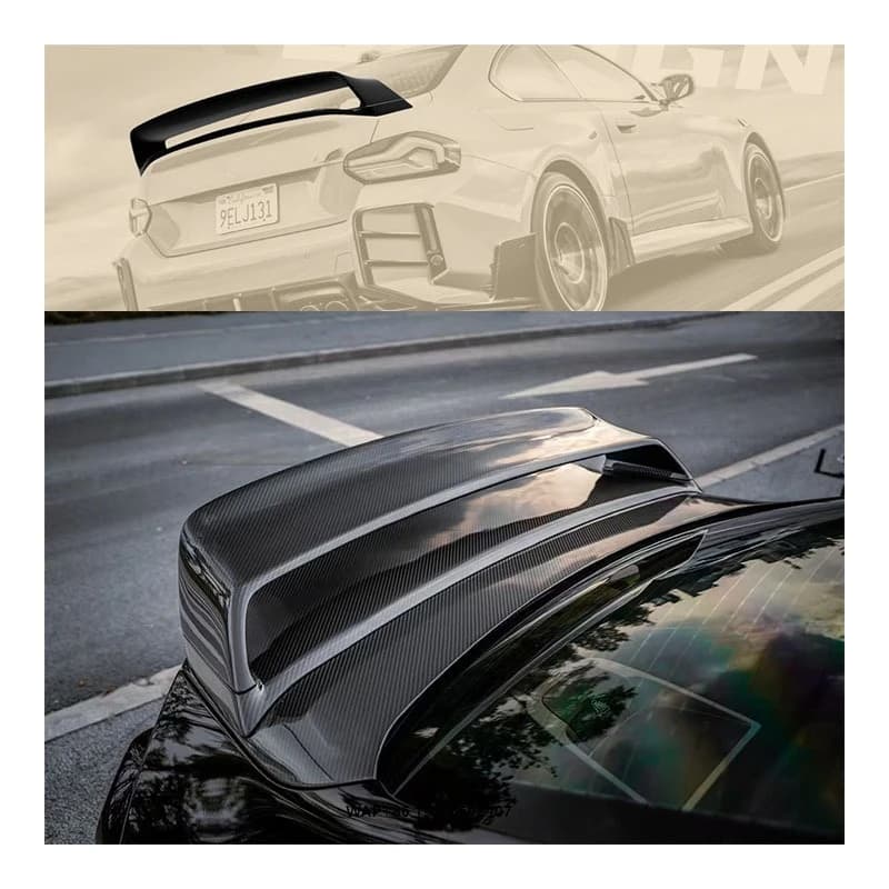 For G42 M240 Carbon Fiber Double-Layer Rear Wing New Condition Bumper Exhaust Cut-Outs Bolt-On Universal Fitment 1 Year Warranty