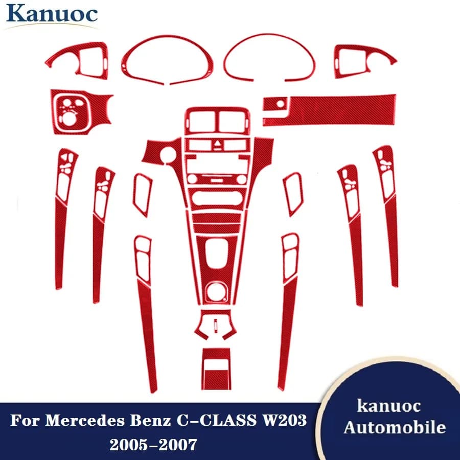 New Carbon Fiber Car Stickers For Mercedes Benz C-Class W203 2005-2007 Gear Panel Decorative Accessories Interior Mouldings