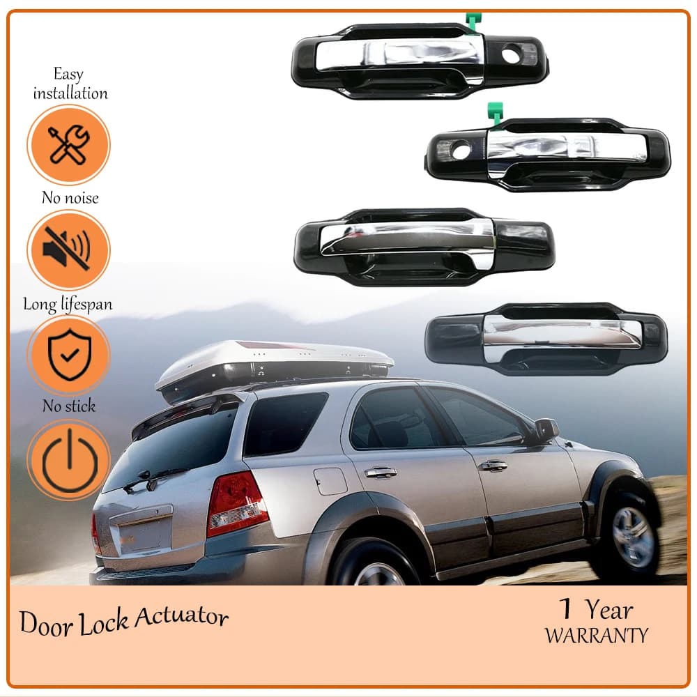 Premium 4Pcs Exterior Door Handle Front Left Right Silver 4Pcs Set Compatible With 2003-2009Kia Sorento oem 826503E021,836503E01