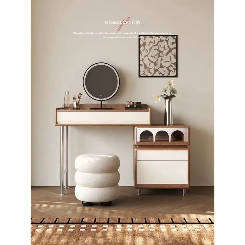 Solid Wood Dresser Antique Storage Retractable Bedroom Integrated Makeup Tablex14