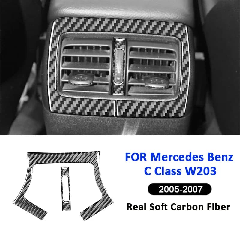 Carbon Fiber Car Rear Air Conditioning Outlet Vent Panel Cover Trim Decoration Sticker For Mercedes Benz C Class W203 2005-2007