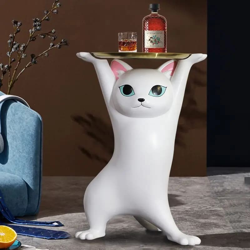 Lucky Cat Fortune Cat Entryway Storage Floor Standing Ornament Cute Figurine for Restaurant Opening Housewarming Gift Home Decor