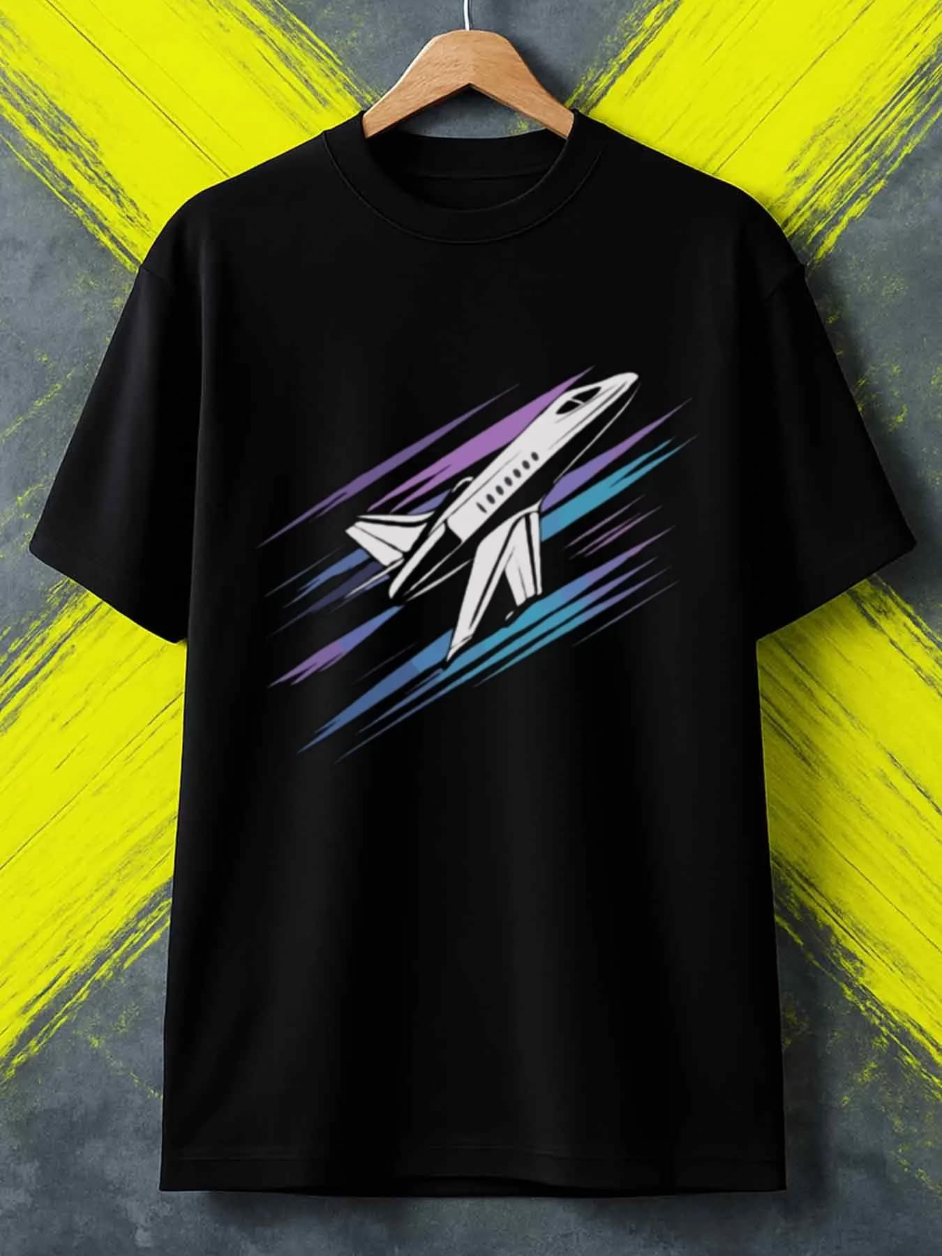 Vintage Y2K Airplane Graphic T-Shirt 100% Cotton O-Neck Short Sleeve Summer Casual Mens T-shirt Streetwear